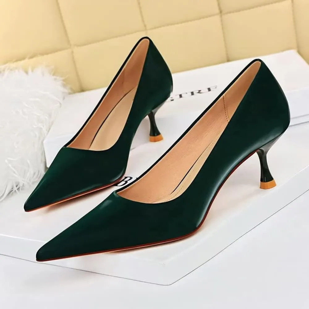 LUXINYU Women Pointed Toe Heels Fashion Sexy Party Dress Shoes Stiletto Comfort Kitten Heel Work Shoes Office Ladies Pumps