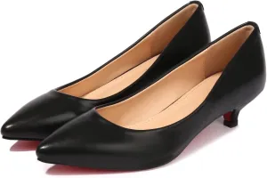 LUXINYU Women's Classic Fashion Pointed Toe Kitten Heel Dress Pumps Shoes Comfort Low Heel Work Shoes