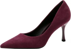 LUXINYU,Women Pointed Toe Heels Fashion Shiny Elegant Ladies Pumps Solid Stiletto Suede Soft Heeled Dress Shoes Comfort Work Formal Shoes
