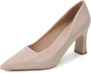 LUXINYU,Women Pointed Toe Heels Shallow Fashion Elegant Solid Ladies Pumps Chunky Heeled Dress Shoes Soft Leather Comfort Suede Work Shoes