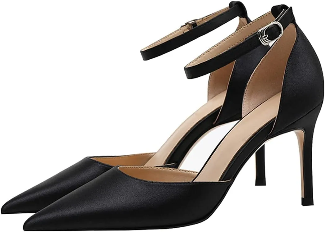 LUXINYU,Women Pointed Toe Heels Shiny Fashion Sexy Stiletto Ladies Pumps Heeled Elegant Bow Strappy Dress Suede Wedding Shoes Comfort Soft Work Shoes