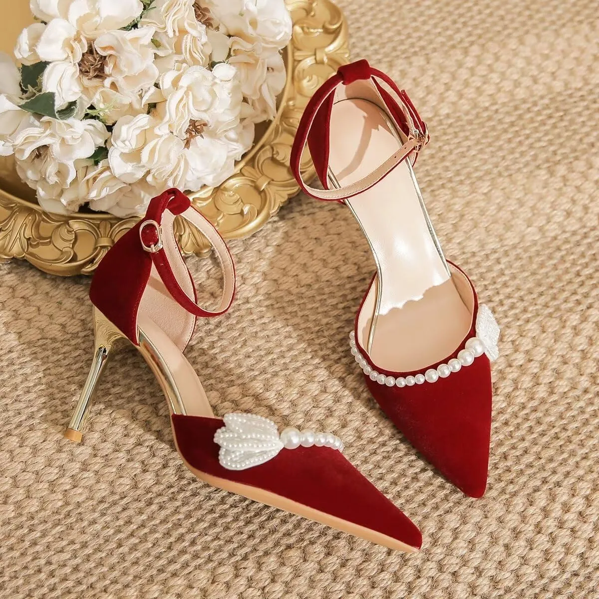 LUXINYU,Women Pointed Toe Heels Shiny Fashion Sexy Stiletto Ladies Pumps Heeled Elegant Bow Strappy Dress Suede Wedding Shoes Comfort Soft Work Shoes