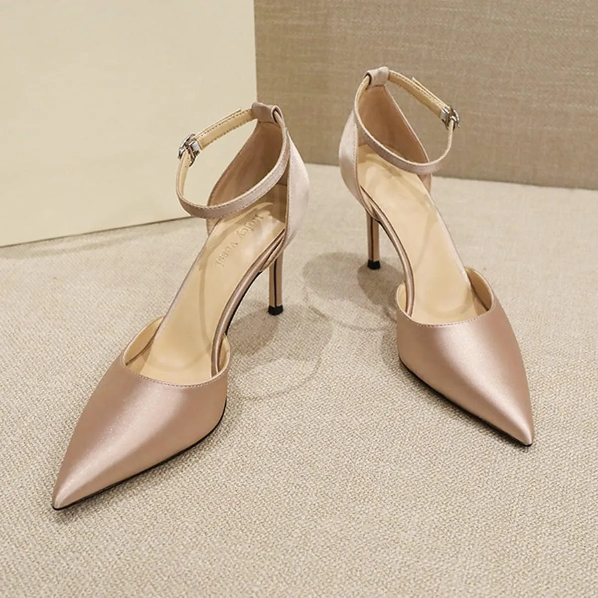 LUXINYU,Women Pointed Toe Heels Shiny Fashion Sexy Stiletto Ladies Pumps Heeled Elegant Bow Strappy Dress Suede Wedding Shoes Comfort Soft Work Shoes