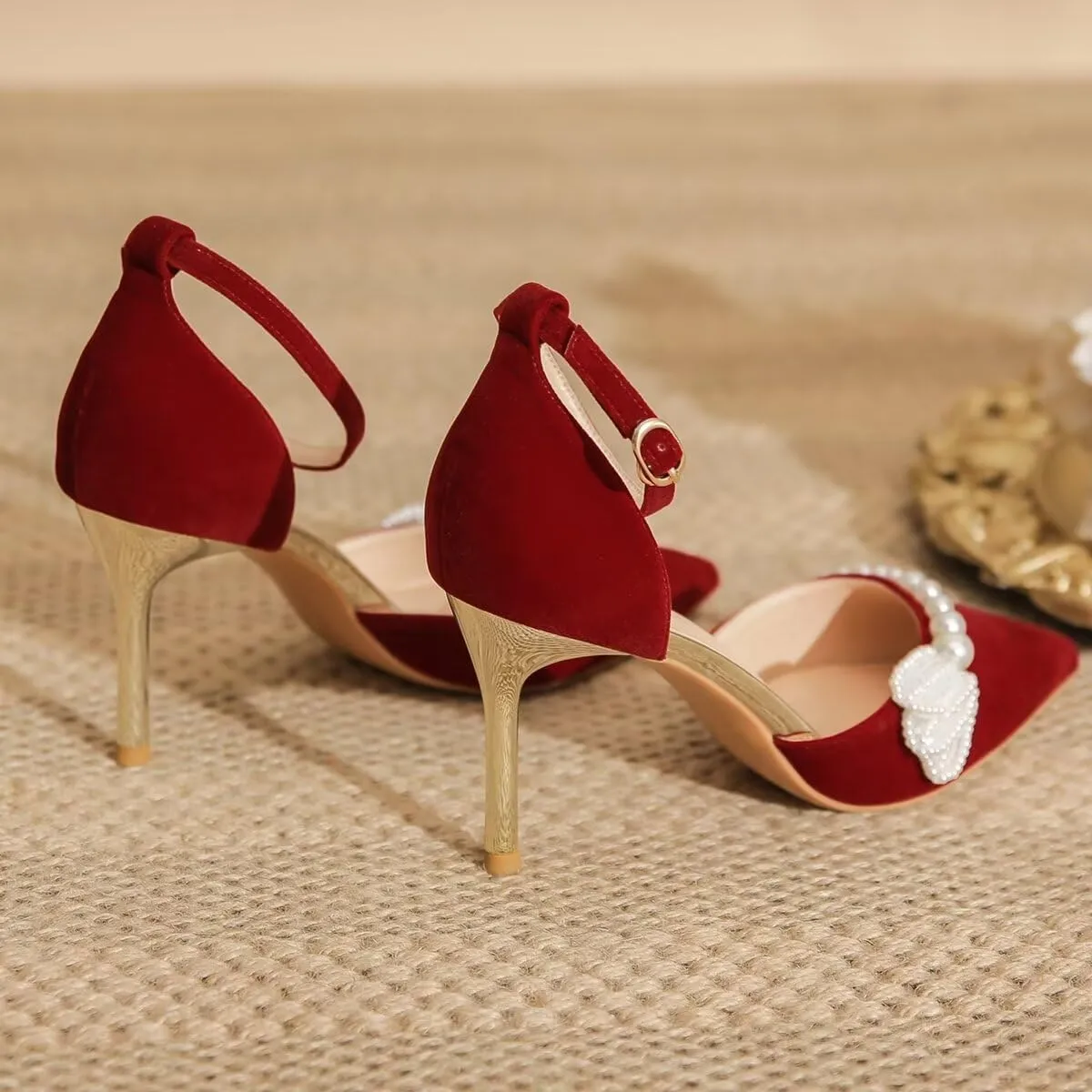 LUXINYU,Women Pointed Toe Heels Shiny Fashion Sexy Stiletto Ladies Pumps Heeled Elegant Bow Strappy Dress Suede Wedding Shoes Comfort Soft Work Shoes