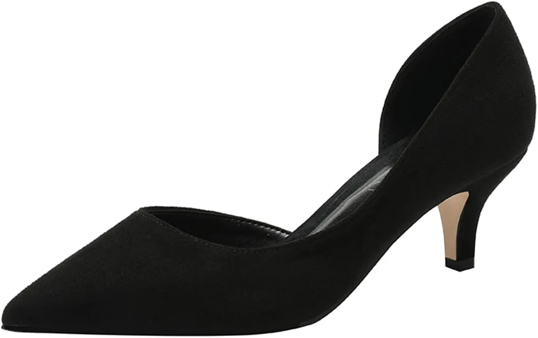 LUXINYU,Women Pointed Toe Heels Solid Classic Elegant Ladies Pumps Sexy Leopard Suede Heeled Dress Shoes Comfort Work Shoes