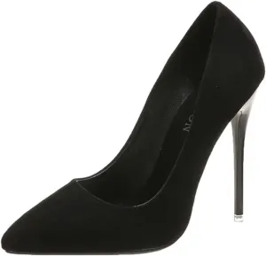 LUXINYU,Women Pointed Toe Heels Solid Suede Elegant Ladies Pumps Sexy Stiletto Shallow Heeled Dress Shoes Comfort Breathable Work Shoes