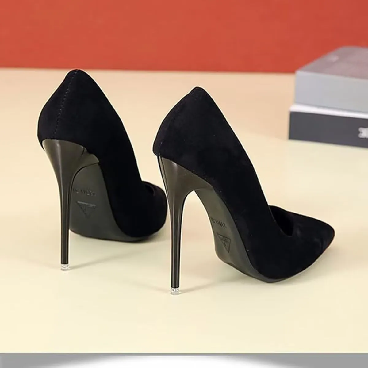 LUXINYU,Women Pointed Toe Heels Solid Suede Elegant Ladies Pumps Sexy Stiletto Shallow Heeled Dress Shoes Comfort Breathable Work Shoes