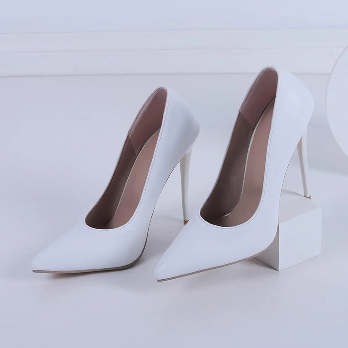 LUXINYU,Women Pointed Toe Heels Solid Suede Elegant Ladies Pumps Sexy Stiletto Shallow Heeled Dress Shoes Comfort Breathable Work Shoes