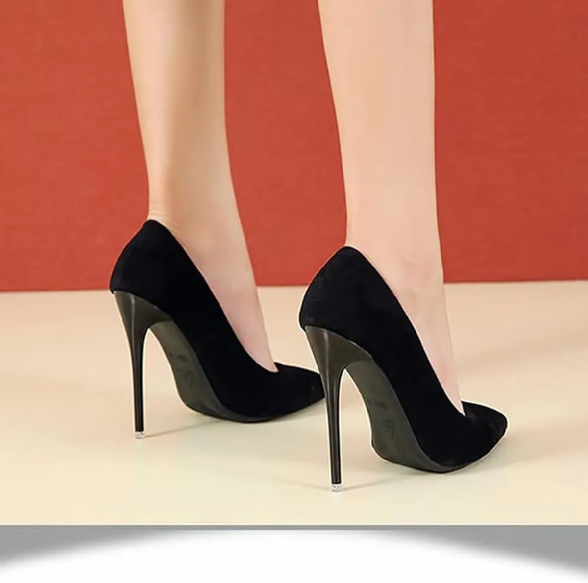 LUXINYU,Women Pointed Toe Heels Solid Suede Elegant Ladies Pumps Sexy Stiletto Shallow Heeled Dress Shoes Comfort Breathable Work Shoes
