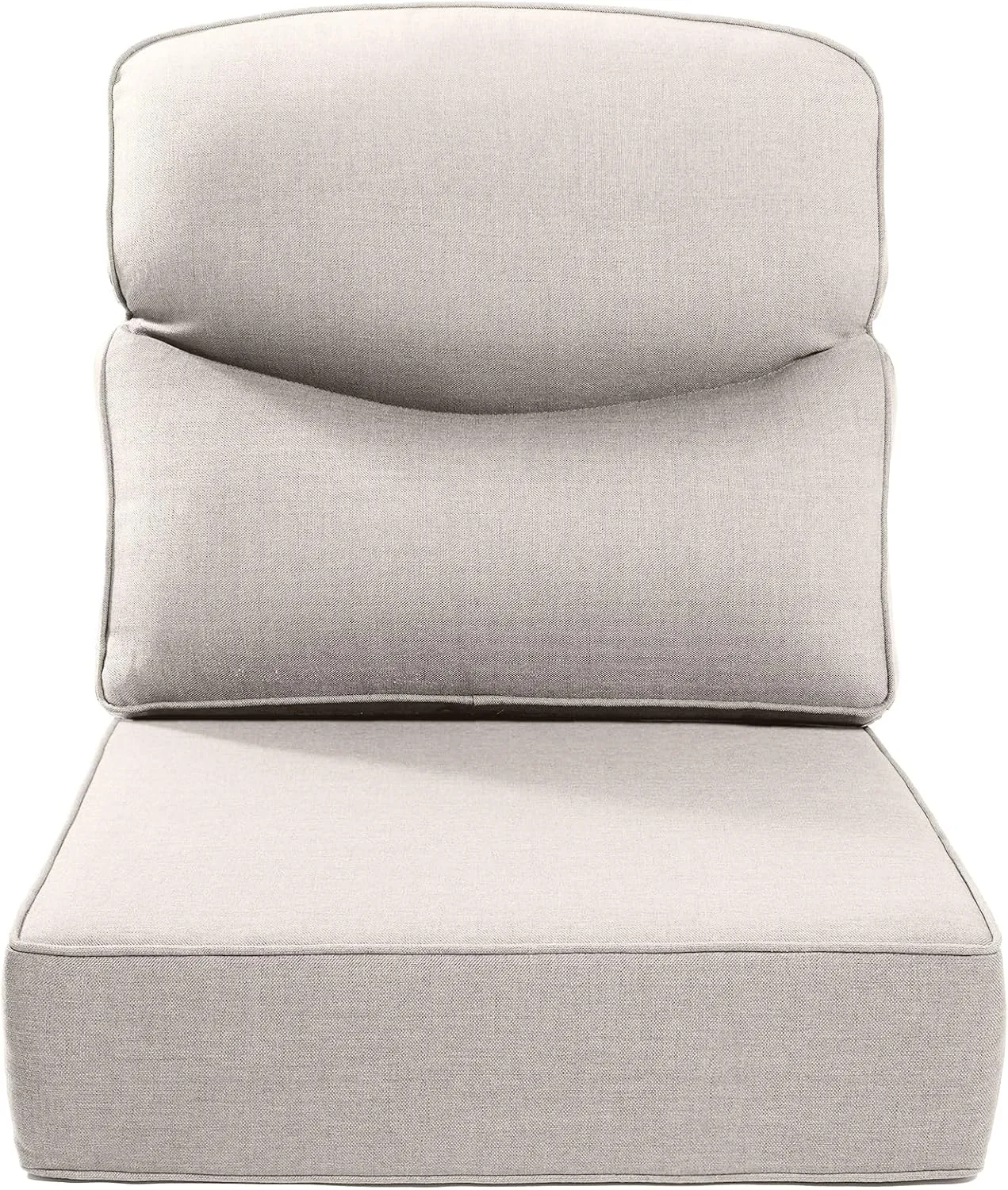 Luxury 24x24x6 Outdoor Cushions Smile - 1 Set Deep Seat Water-Resistant Patio Furniture Replacement Cushion for Wicker Rattan Wood Metal Chair Glider Rocker Loveseat Sofa - Beige