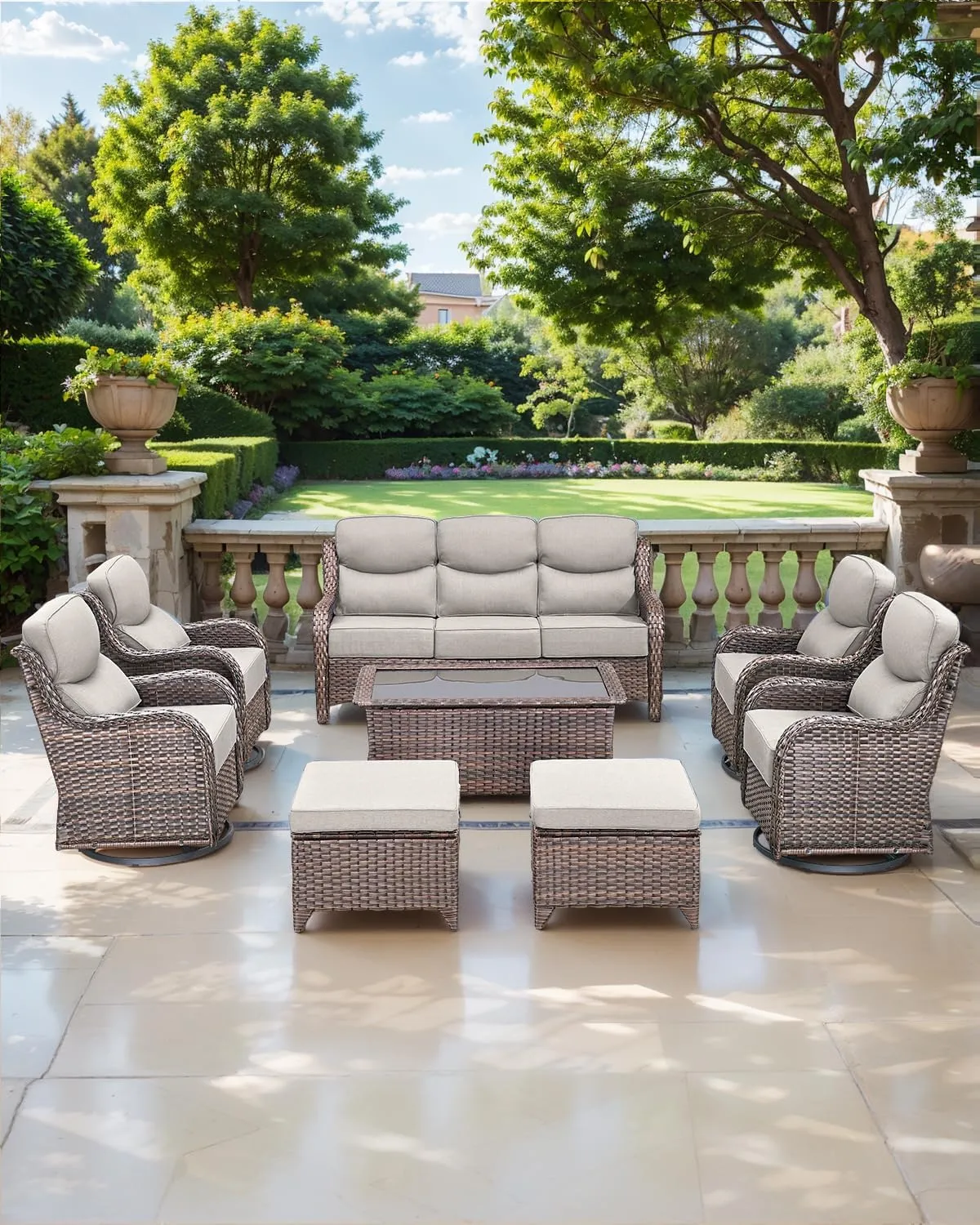 Luxury 24x24x6 Outdoor Cushions Smile - 1 Set Deep Seat Water-Resistant Patio Furniture Replacement Cushion for Wicker Rattan Wood Metal Chair Glider Rocker Loveseat Sofa - Beige