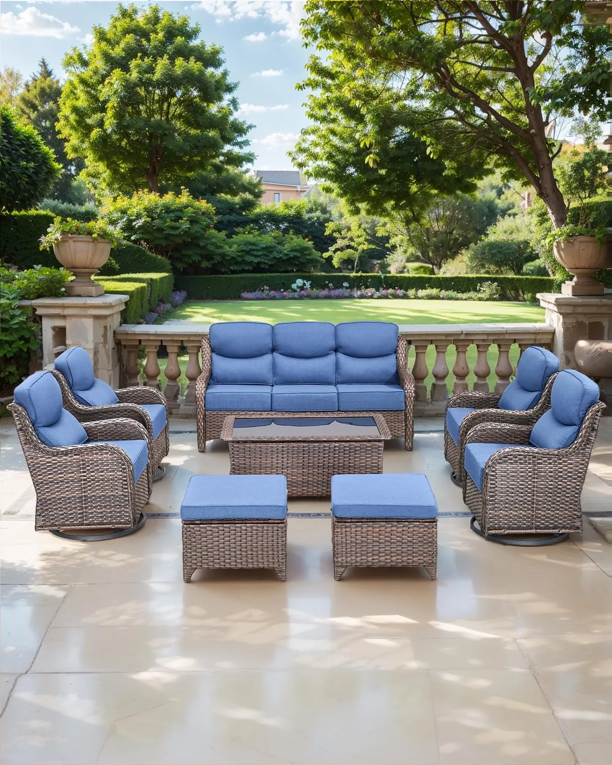 Luxury 24x24x6 Outdoor Cushions Smile - 1 Set Deep Seat Water-Resistant Patio Furniture Replacement Cushion for Wicker Rattan Wood Metal Chair Glider Rocker Loveseat Sofa - Navy Blue
