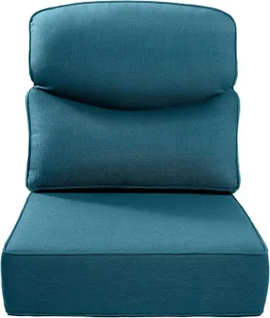 Luxury 24x24x6 Outdoor Cushions Smile - 1 Set Deep Seat Water-Resistant Patio Furniture Replacement Cushion for Wicker Rattan Wood Metal Chair Glider Rocker Loveseat Sofa - Peacock Blue