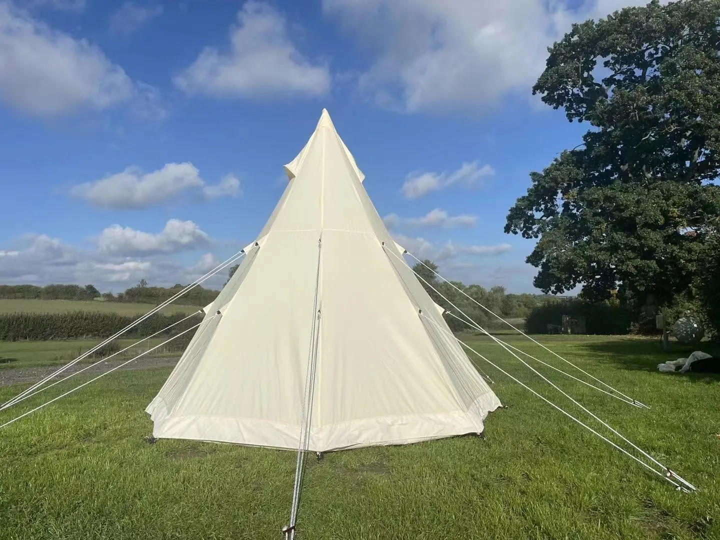 Luxury 4-Season Tipi Tent for Glamping & Family Camping, Spacious Design with Aluminum Poles, Canvas, Water Resistant