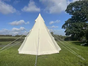 Luxury 4-Season Tipi Tent for Glamping & Family Camping, Spacious Design with Aluminum Poles, Canvas, Water Resistant