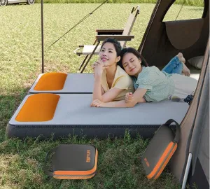 Luxury Air Mattress with Washable Nylon Cover & Pillow - Expandable Zip-Connect Design, Tear-Resistant Inflatable Bed, 550lbs Capacity for Car Camping, Home, Office, Travel, Office (71"×30")