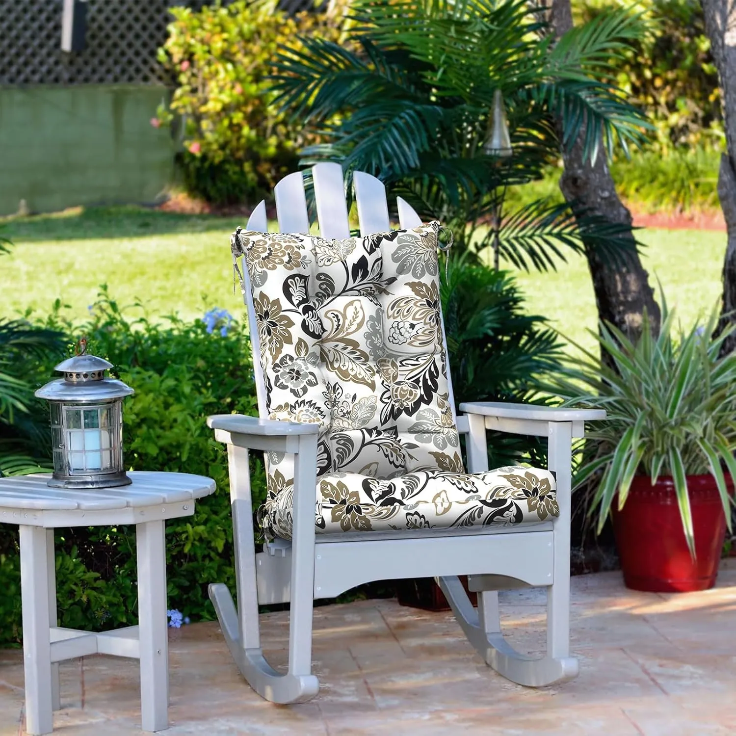 LVTXIII Outdoor/Indoor Rocking Chair Cushion Set with Thick Padding, All Weather Patio Tufted Seat and Back Cushion with Ties for Home and Garden Rocker, 38x17x3, 2 Count, Dailey Tan