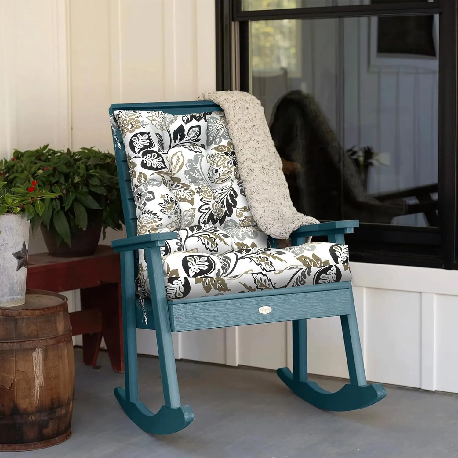 LVTXIII Outdoor/Indoor Rocking Chair Cushion Set with Thick Padding, All Weather Patio Tufted Seat and Back Cushion with Ties for Home and Garden Rocker, 38x17x3, 2 Count, Dailey Tan