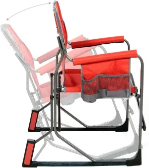 MacSports C2163A-100 MacRocker Foldable Outdoor Rocking Chair | Collapsible Folding Rocker Springless Rust-Free Anti-Tip Guard for Camping Fishing Backyard | Weight Capacity up to 225 lbs - Red