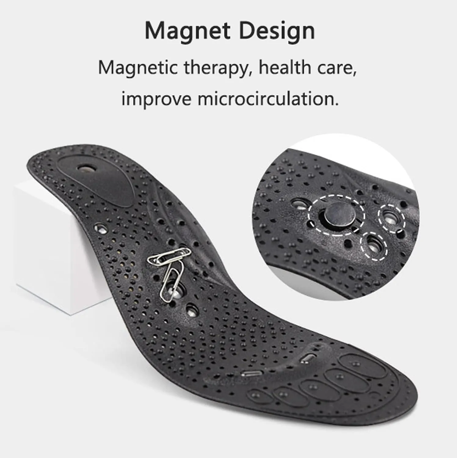 Magnetic Insoles, Acupressure Insoles, Breathable Massage Therapy Relieve Pain Orthotic Gel Shoe Inserts Shoe Massage Insoles Reflexology Insoles for Men and Women,L,Blue