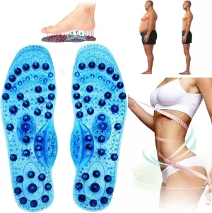 Magnetic Therapy Massage Acupressure Reflexology & Acupuncture Insoles - Magnetic Slimming Shoe Comfort Soft Pads Insert,L(41-45),Blue