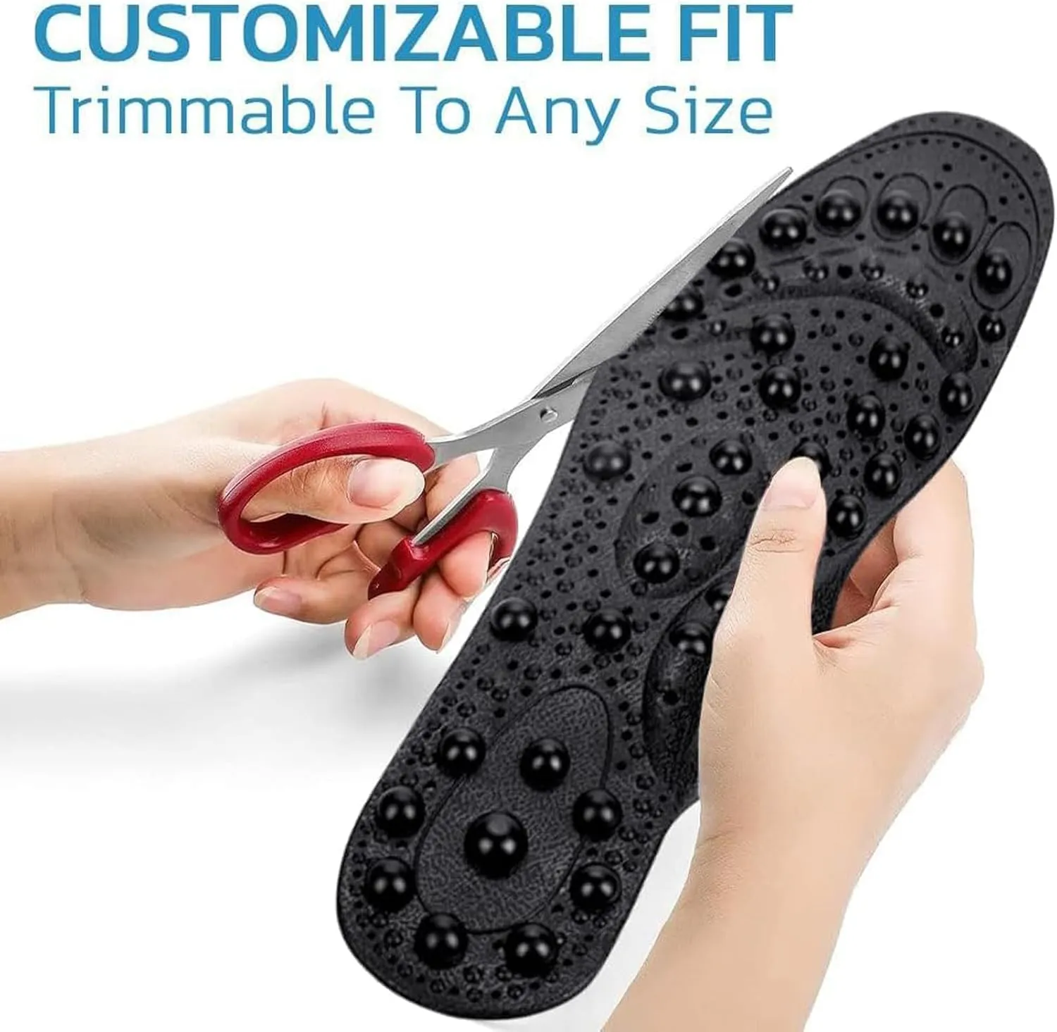 Magnetic Therapy Massage Insoles Acupressure Insoles Pressure Point Reflexology Insoles Therapy Acupuncture Insoles Magnetic Slimming Shoe Comfort Soft Pads Insert,L(41-45),Clear