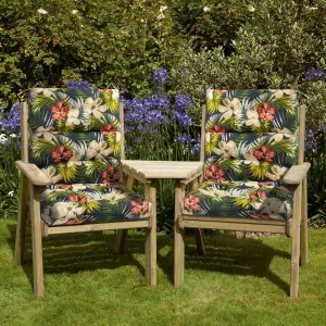 Magpie Fabrics Indoor Outdoor Tufted High Back Chair Cushion Set of 2, Waterproof All-Weather Deep Seating Rocking Chair Patio Chaise Lounge Sun Lounger Chair Cushions(Midnight Blue Floral)