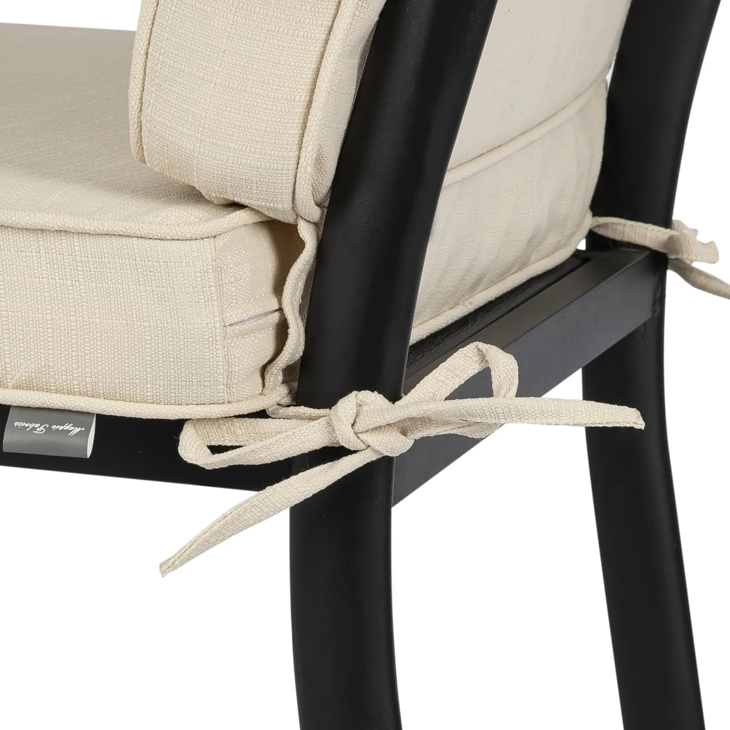 Magpie Fabrics Outdoor/Indoor High Back Square Corner Chair Cushion with Handle & Ties, Waterproof for Home Garden Balcony Patio Beach Swimming Pool, 45"x20"x3", Beige