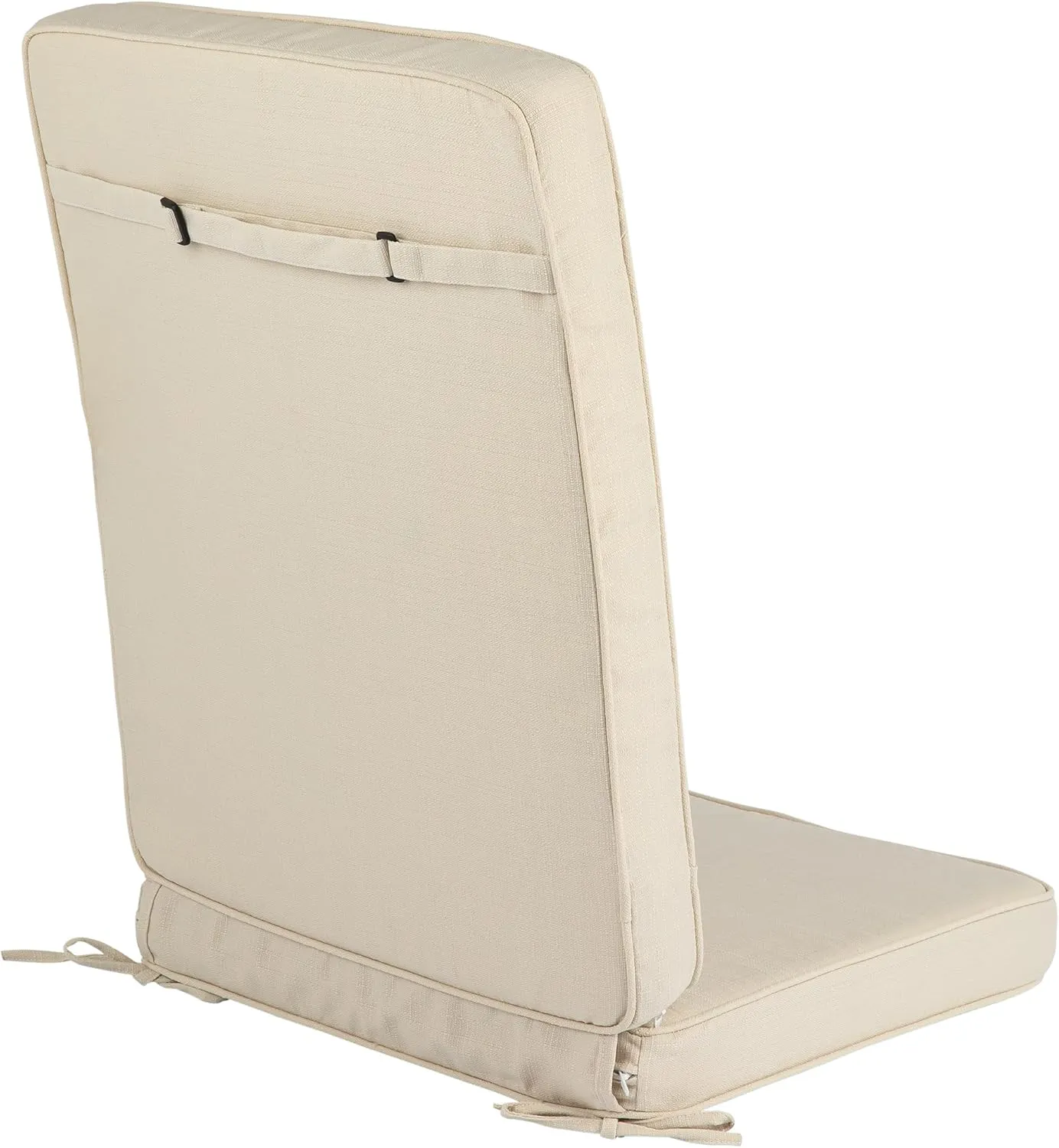 Magpie Fabrics Outdoor/Indoor High Back Square Corner Chair Cushion with Handle & Ties, Waterproof for Home Garden Balcony Patio Beach Swimming Pool, 45"x20"x3", Beige