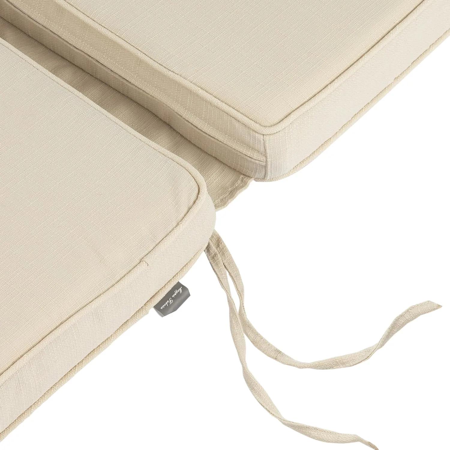 Magpie Fabrics Outdoor/Indoor High Back Square Corner Chair Cushion with Handle & Ties, Waterproof for Home Garden Balcony Patio Beach Swimming Pool, 45"x20"x3", Beige