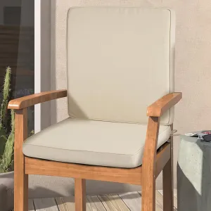 Magpie Fabrics Outdoor/Indoor High Back Square Corner Chair Cushion with Handle & Ties, Waterproof for Home Garden Balcony Patio Beach Swimming Pool, 45"x20"x3", Beige