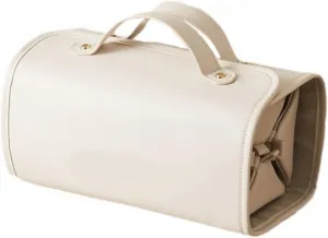 Makeup Bag,Leather Waterproof Cosmetic Bag,Toiletry bag for women,Travel Makeup Bag,Travel Makeup Case, Make up Accessories,Cosmetic Bag,Makeup bag organizer (1, White)