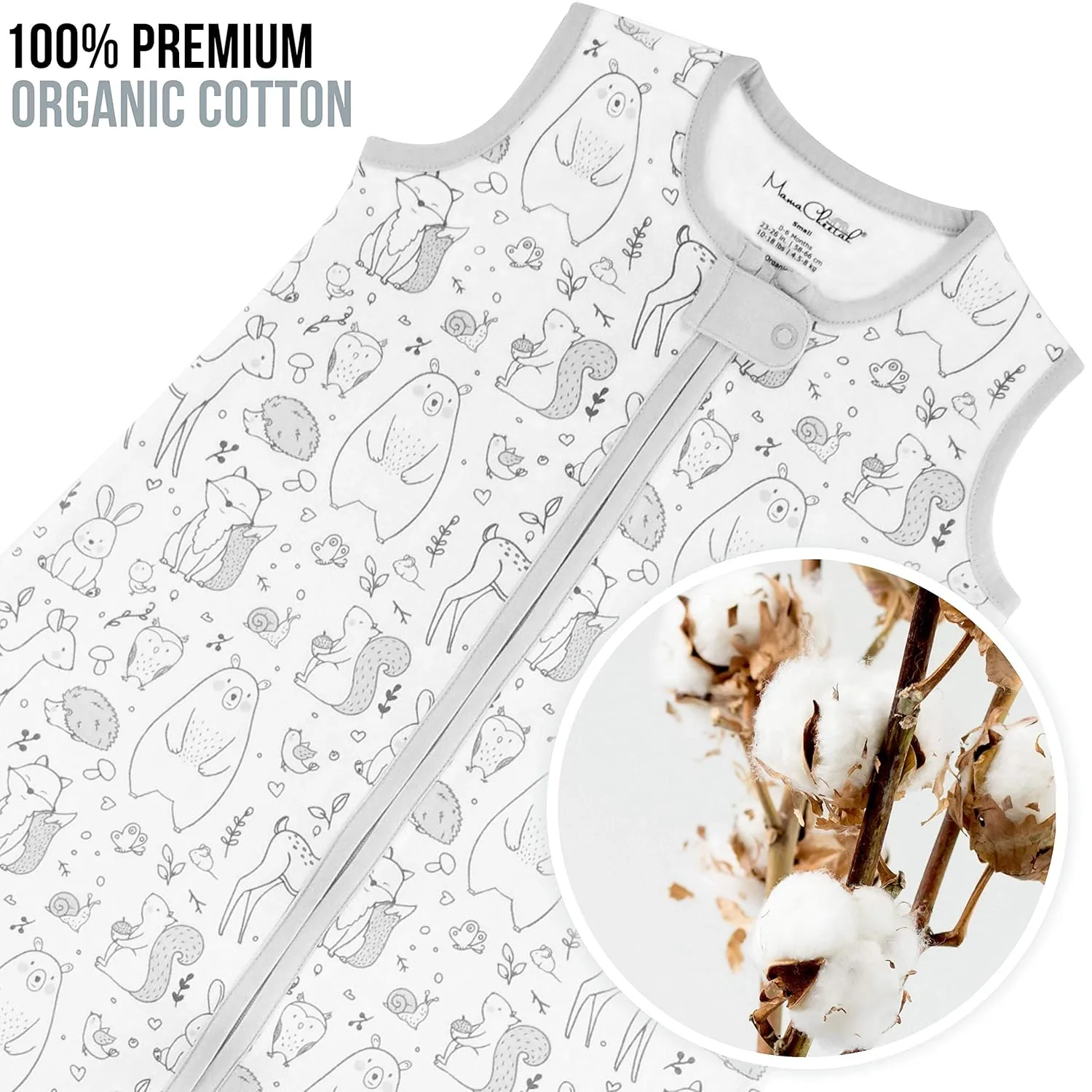 Mama Cheetah Baby Sleep Sack 0.5 TOG, Organic Cotton Baby Wearable Blanket with Two-Way Zipper, Swaddle Transition Baby Sleeping Bag for Newborn Infant Toddler Boy Girl, 24-48 Months
