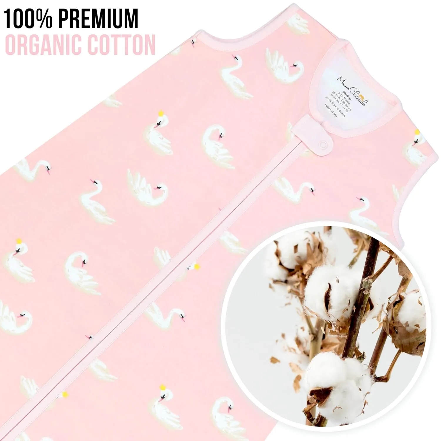 Mama Cheetah Baby Sleep Sack 0.5 TOG, Organic Cotton Baby Wearable Blanket with Two-Way Zipper, Swaddle Transition Baby Sleeping Bag for Newborn Infant Toddler Boy Girl, 6-12 Months
