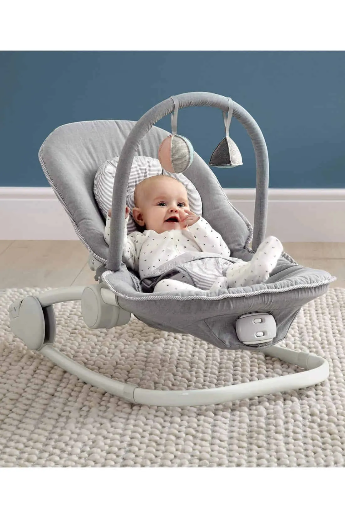 Mamas & Papas Wave Rocker Baby Bouncer Chair - Grey Melange