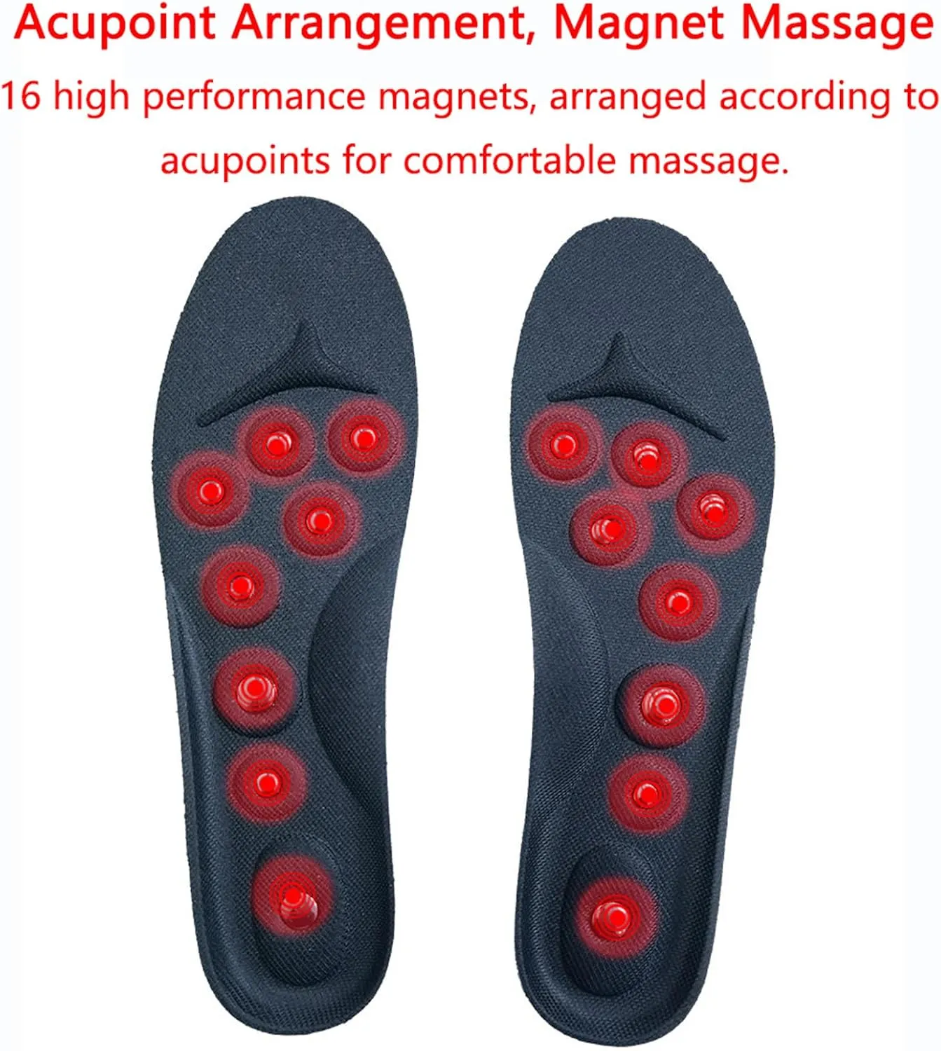 Massage Magnetic Acupressure Insoles, Acupressure Magnetic Massage Shoe Insoles, Foot Therapy Reflexology Orthotic Insoles for Flat Feet, Plantar Fasciitis,L,2 Pairs