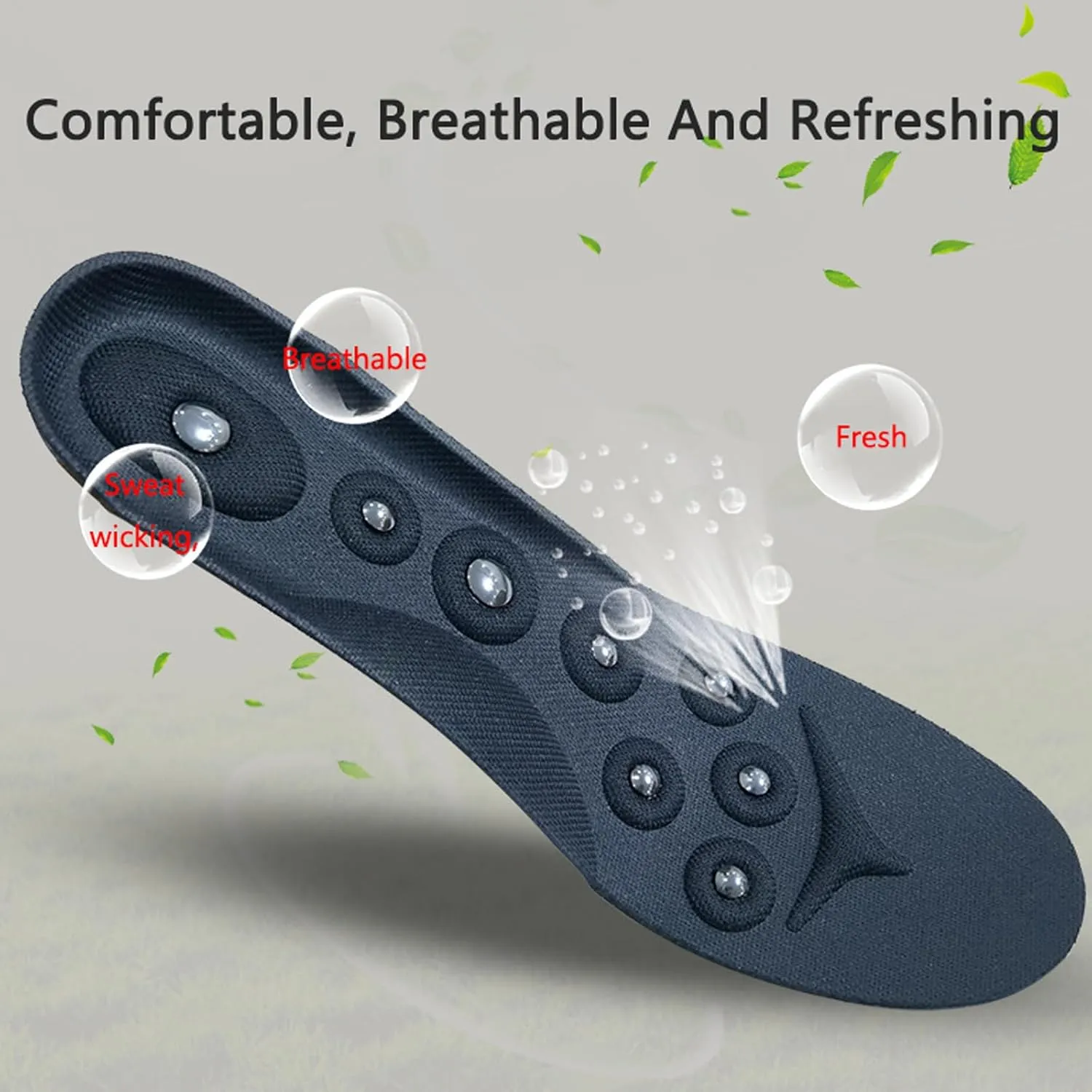 Massage Magnetic Acupressure Insoles, Acupressure Magnetic Massage Shoe Insoles, Foot Therapy Reflexology Orthotic Insoles for Flat Feet, Plantar Fasciitis,L,2 Pairs