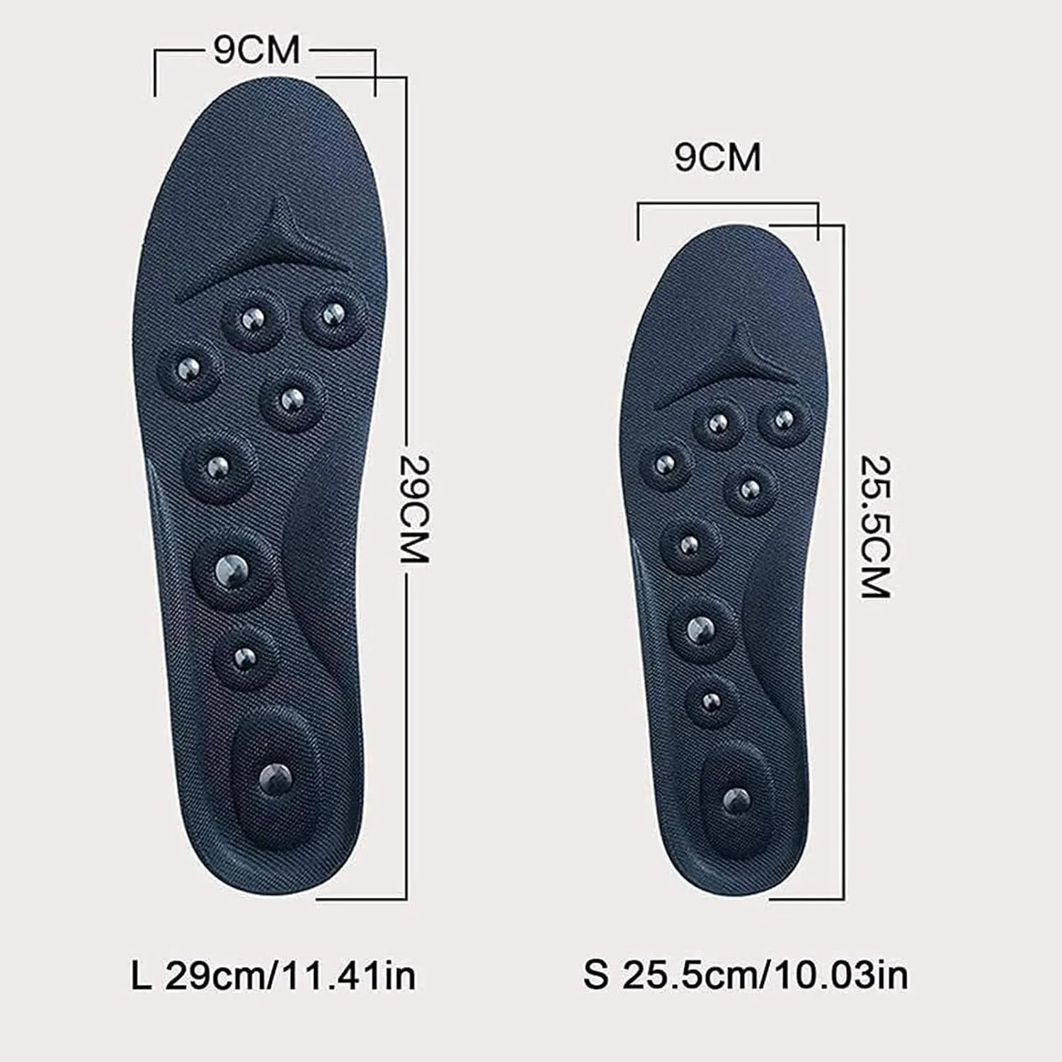 Massage Magnetic Acupressure Insoles, Acupressure Magnetic Massage Shoe Insoles, Foot Therapy Reflexology Orthotic Insoles for Flat Feet, Plantar Fasciitis,L,2 Pairs