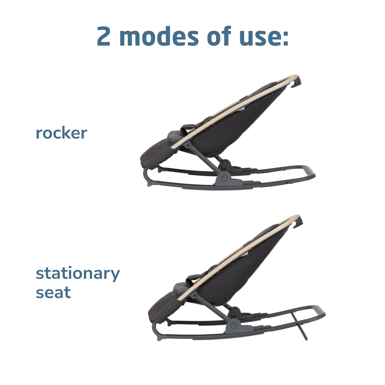 Maxi-Cosi Kori 2-in-1 Baby Bouncer Seat for Infants, Baby Rocker Chair, Portable Baby Bouncer, Classic Graphite