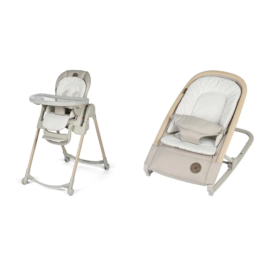 Maxi-Cosi Minla 6-in-1 High Chair & Kori 2-in-1 Rocker Bundle, Classic Oat