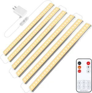 maylit Under Cabinet Lights Plug in, 6 Pcs 12 Inch Ultra Thin Under Cabinet Lighting, Super Bright Warm White Under Counter Lights for Kitchen, Dimmable Light for Cabinet, Counter, Workbench, Desk