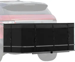 MDSTOP Hitch Cargo Carrier Bag, Waterproof Cargo Bag, 12.5 Cu Ft 53"x20"x20" Rainproof Vehicle Soft-Shell Carriers, with 8 Reinforced Straps for Vans Truck Pickup (Black, 12.5 cu. ft 53"x20"x20")