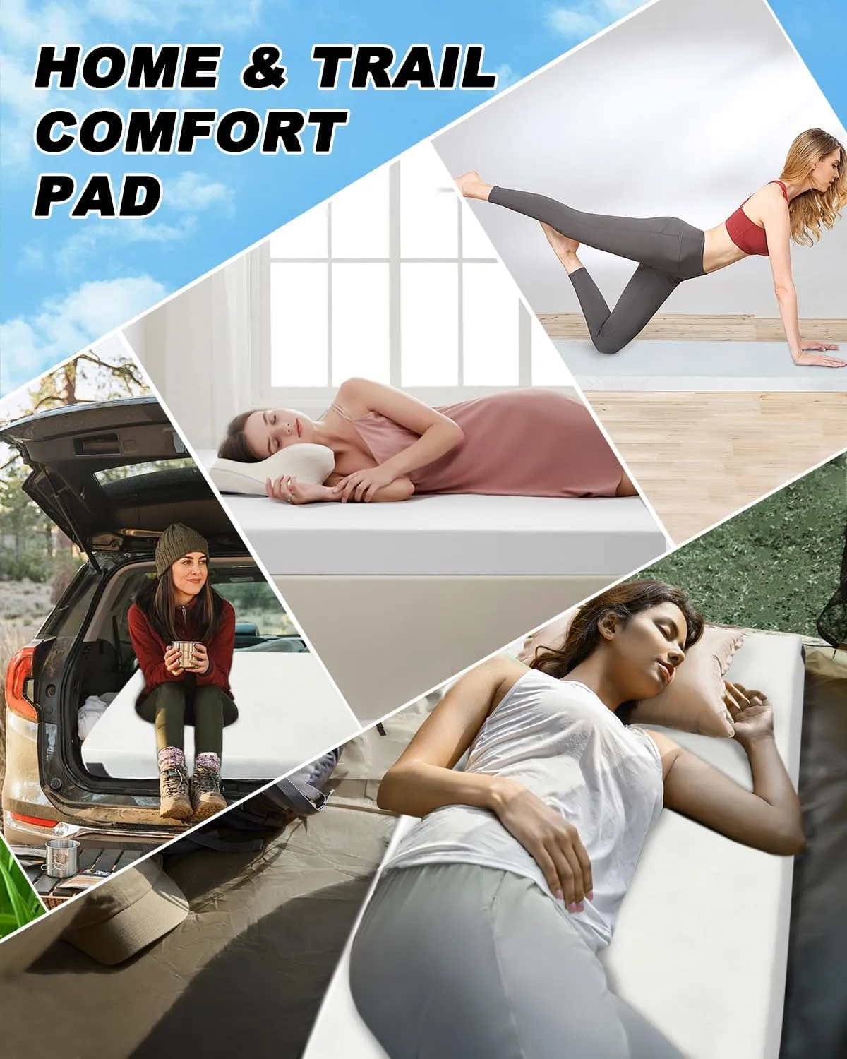 Memory Foam Camping Mattress, Roll Up Waterproof Foam Sleeping Mats for Camping, Portable Camping Mattress Pad for Track, Camping, Grey, 75"×38"×2.5"