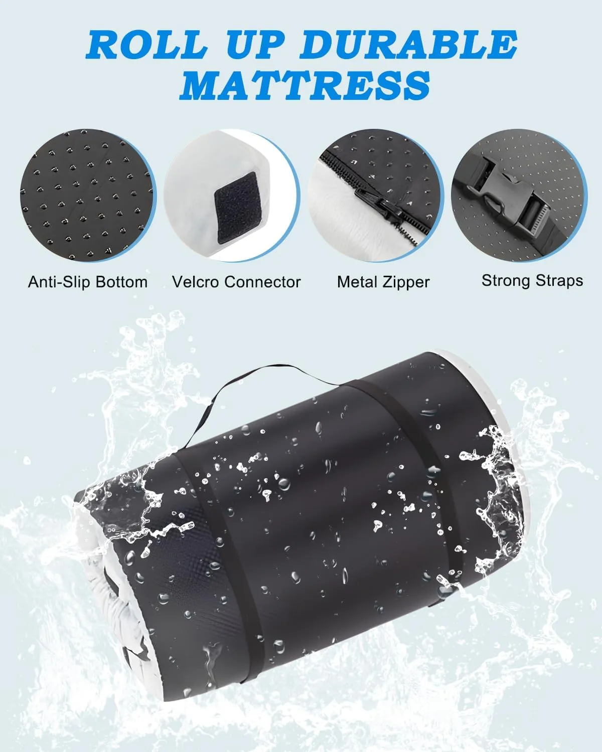Memory Foam Camping Mattress, Roll Up Waterproof Foam Sleeping Mats for Camping, Portable Camping Mattress Pad for Track, Camping, Grey, 75"×38"×2.5"