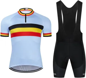 Men's Cycling Jersey Set Road Bike Shirts Short Sleeve Breathable Cycling Clothing Bib Shorts with 20D Gel Padded