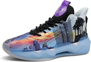 Men's High-Top Basketball ShoesWear-Resistant and Anti-Slip Soles Running Shoes Graffiti Design Fashionable Sports Shoes