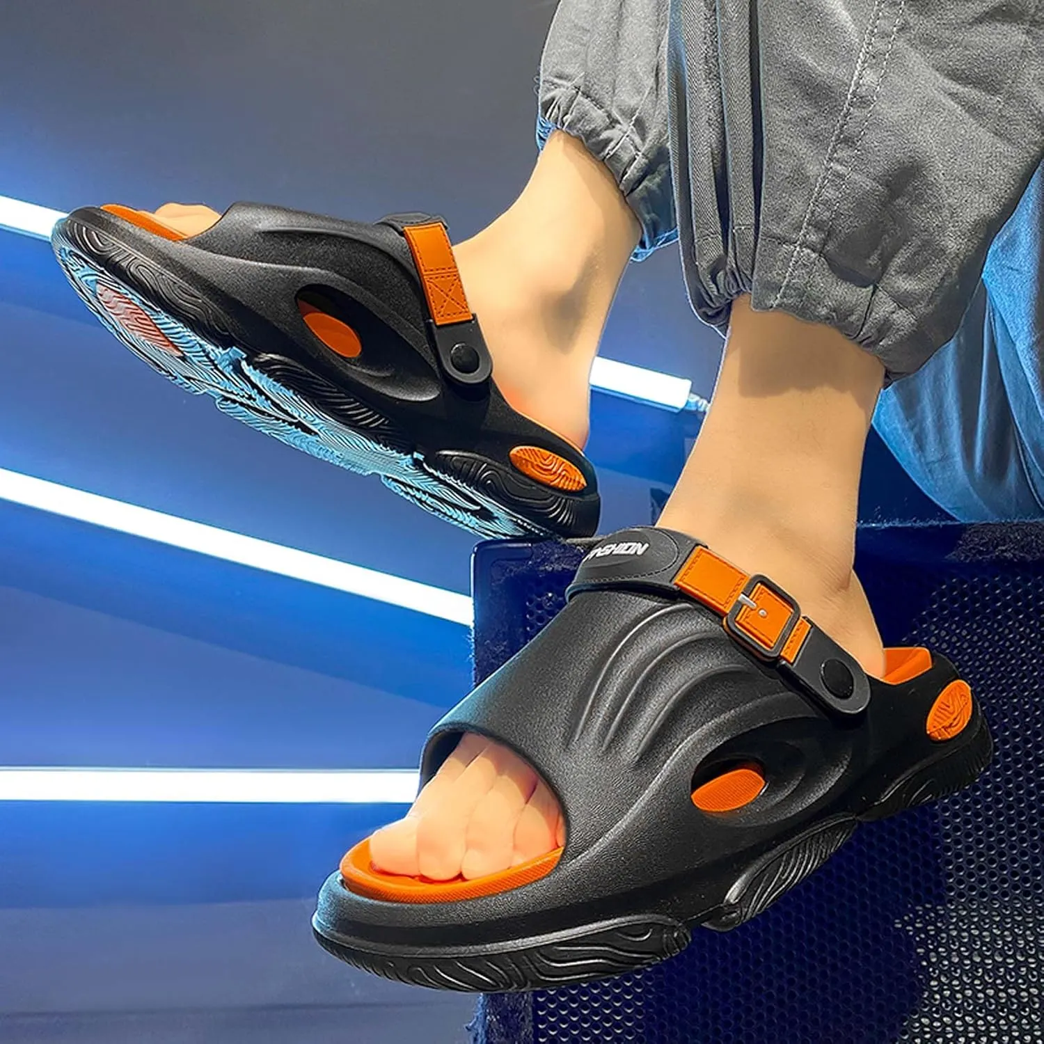 Men's Shallow Mouth Wide Casual Garden Shoes, Comfortable Swimming Pool Walking Shoes, Classic Lightweight Comfortable Beach Wading Shoes