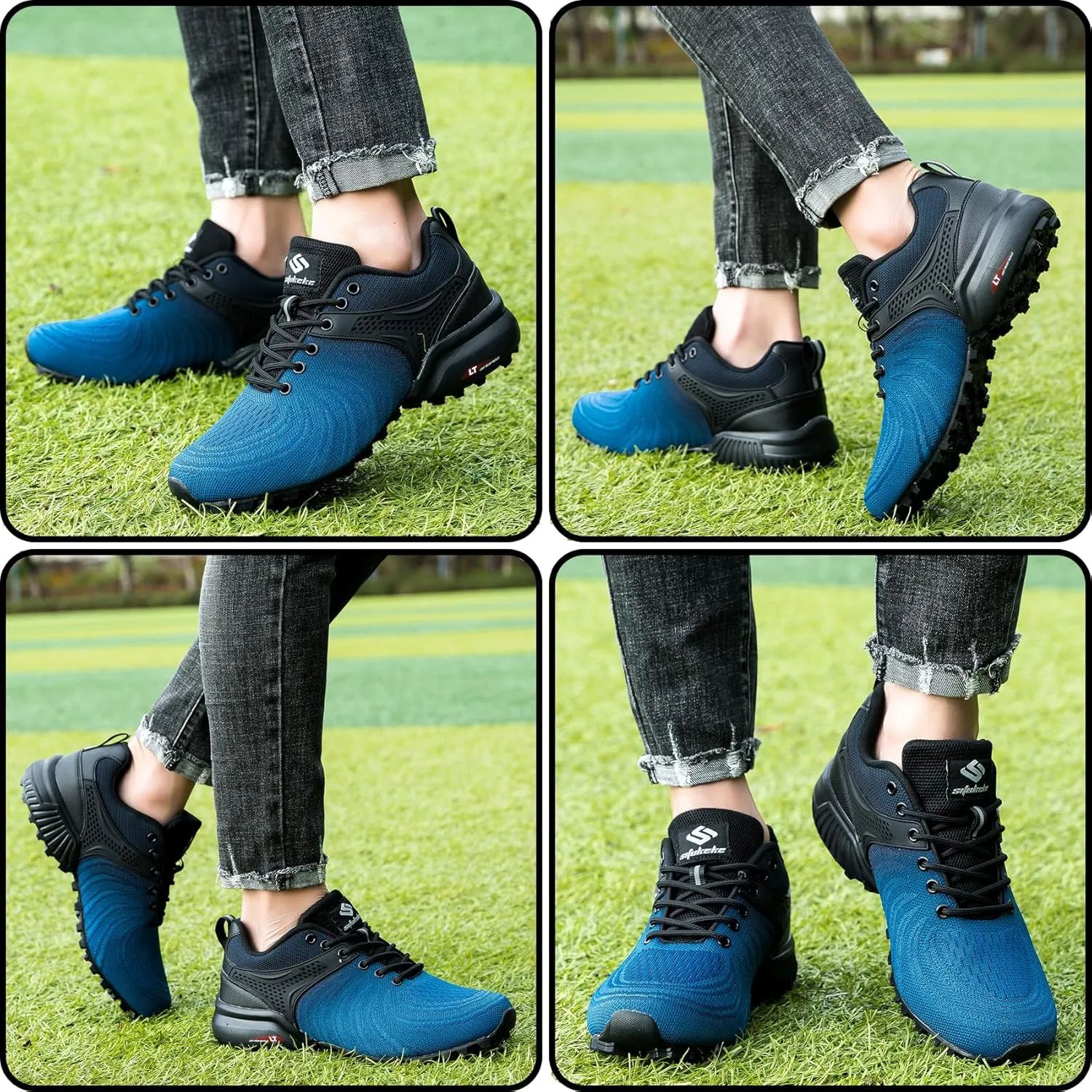 Men's Trail Running Shoes Lightweight Breathable Walking Hiking Sneakers Outdoor Athletic Tennis Cross Training Shoes