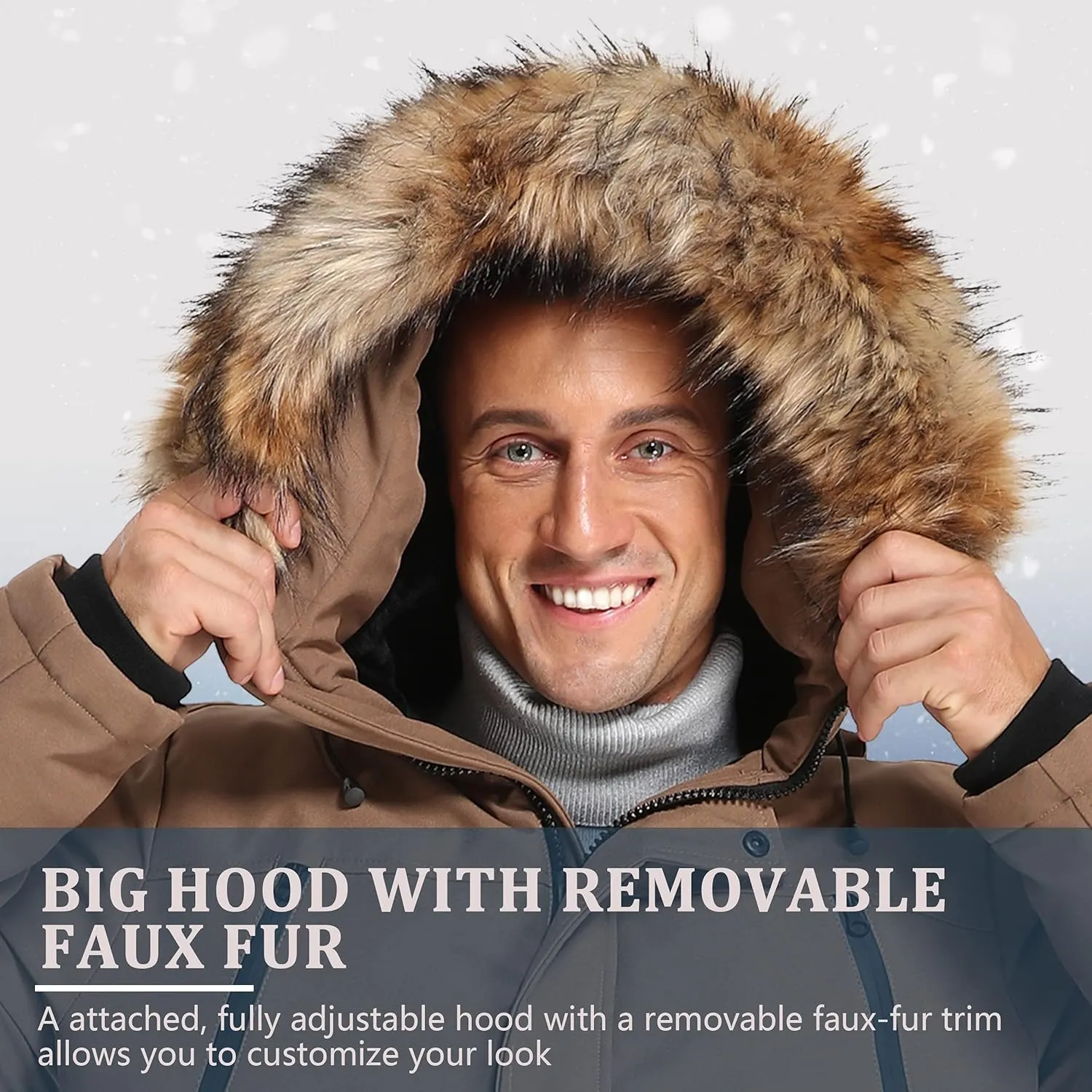 Men's Warm Winter Duck Down Parka Jacket Thickened Warm Hooded Padded Coats with Hood XS-3XL