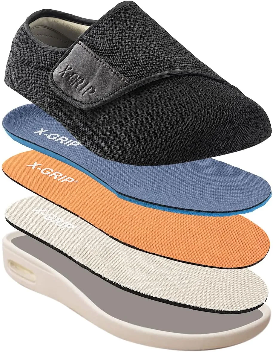 Men's Wide Width Diabetic Shoes Adjustable Closure for Arthritis Swollen Edema Plantar Fasciitis Swollen Feet Walking Shoes